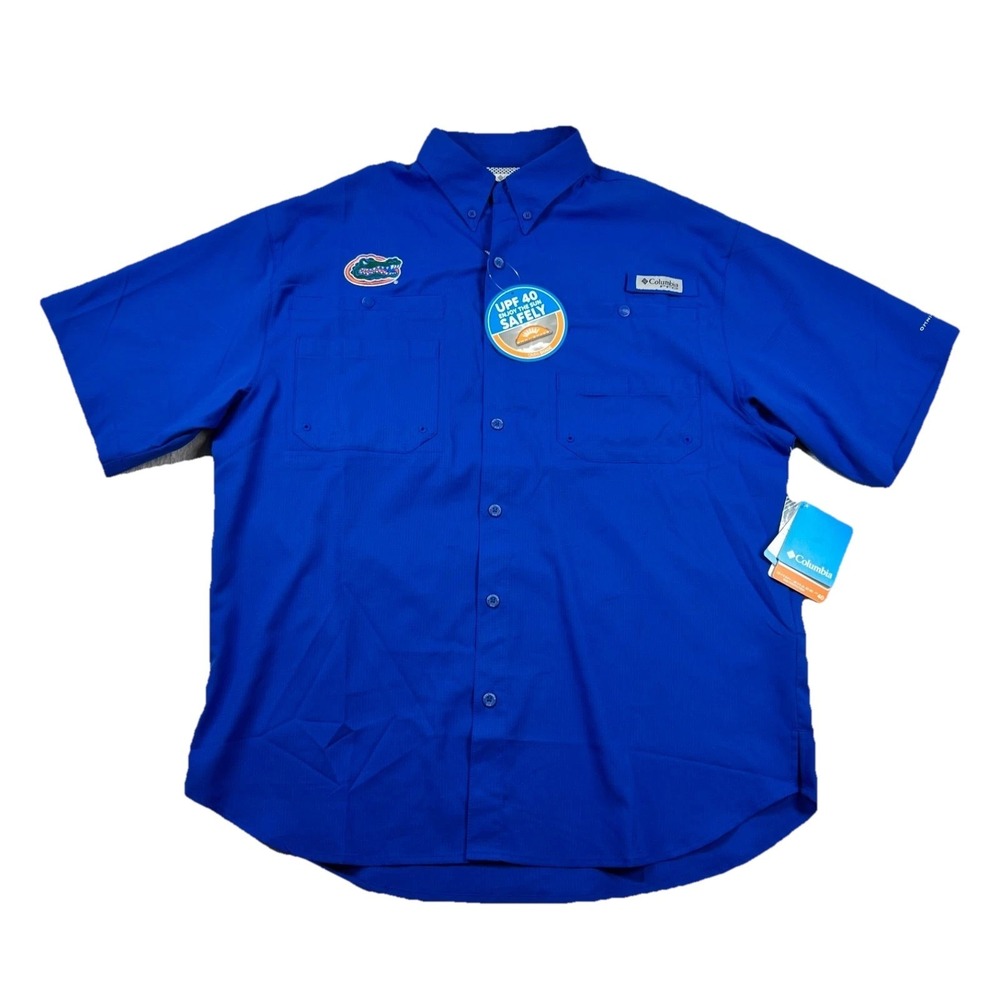 Columbia PFG Shirt Mens M Florida Gators UPF 40 Royal Blue NCAA Omni-Shade